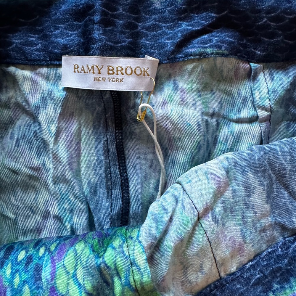 Ramy Brook blue green mermaid maxi high low maxi skirt set crop top NWT - Picture 7 of 11